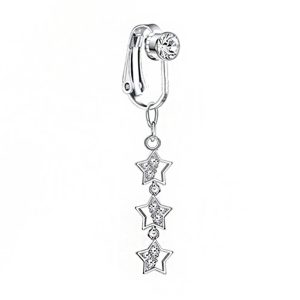 Faux piercing nombril argent triple étoile