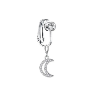 Faux piercing nombril argent lune